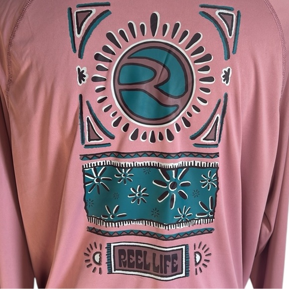 Reel Life Women's Long Sleeve UV T-Shirt Mauve Abstract Design Print on Back XXL - Picture 4 of 16